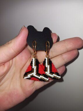 18k gold-plated 🐍✨ New Handmade Earrings – “Snake Path in Red” Design  ✨🐍
